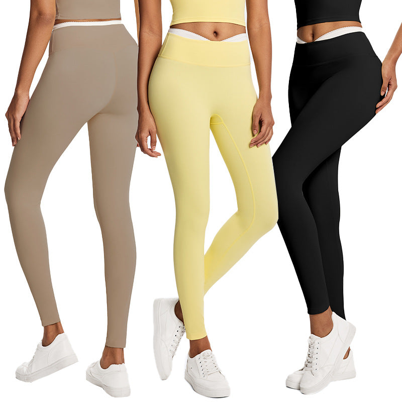 European and american eco-friendly fabric seamless yoga pants for women - high-waisted, butt-lifting, tight-fitting leggings with stretch for sports and fitness