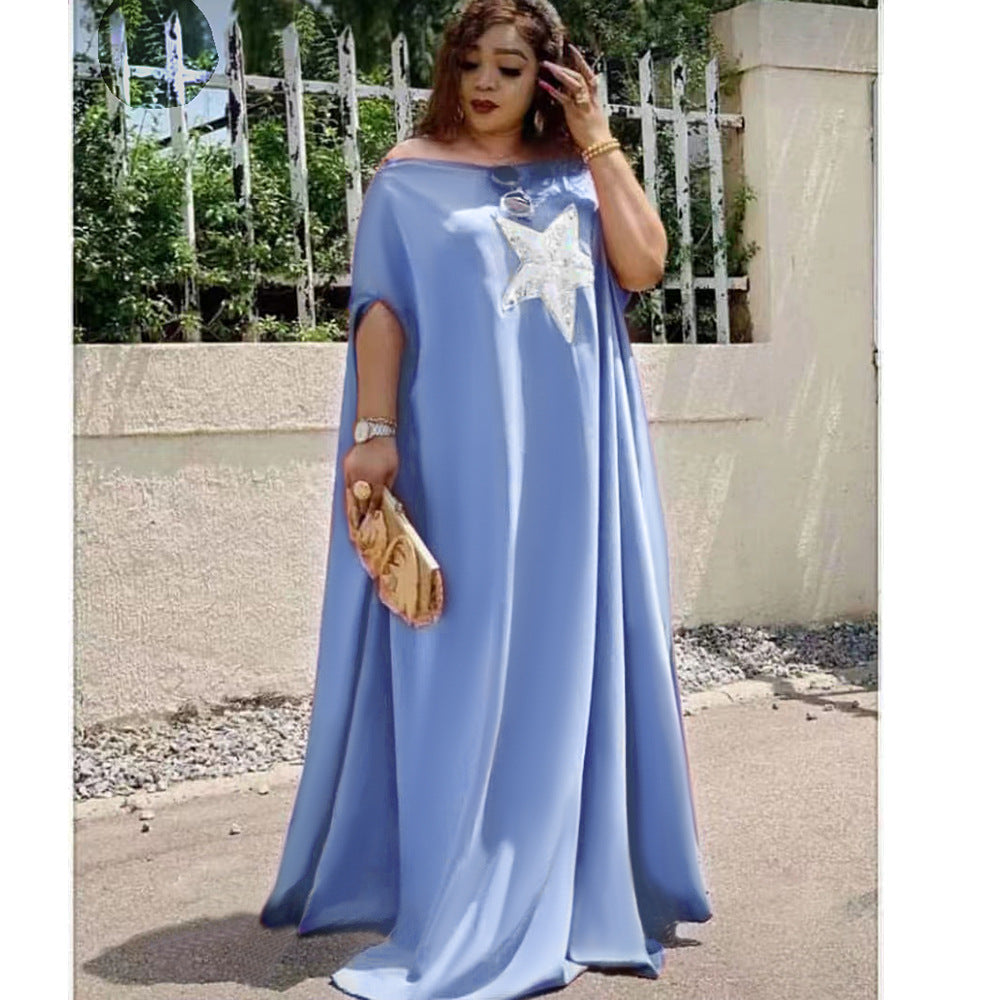 foreign trade hot-selling women's plus-size off-the-shoulder dress, african-style  maxi robe