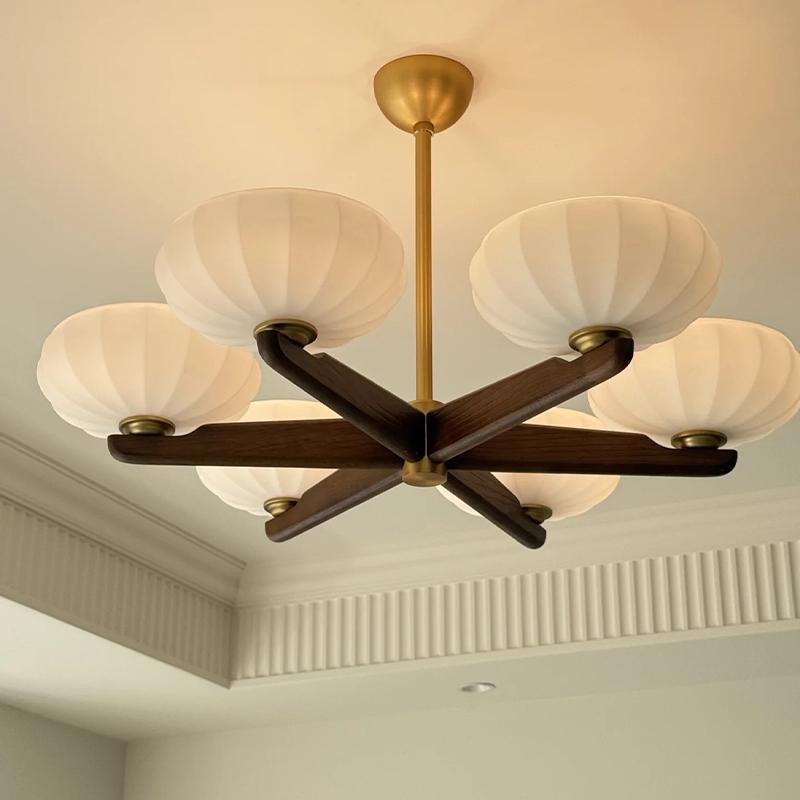 Vintage French living room light Atmospheric American dining room study eye protection light Walnut high-end bedroom chandelier