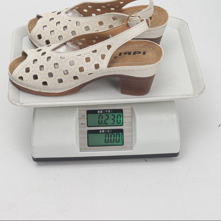 spring/summer new plus size cross-border roman retro style hollow-out fashion outerwear solid color buckle peep-toe sandals