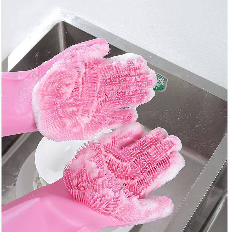 Dishwashing gloves kitchen housework gloves washing silicone cleaning gloves heat insulation abrasion resistant gloves gloves dishwashing female chef