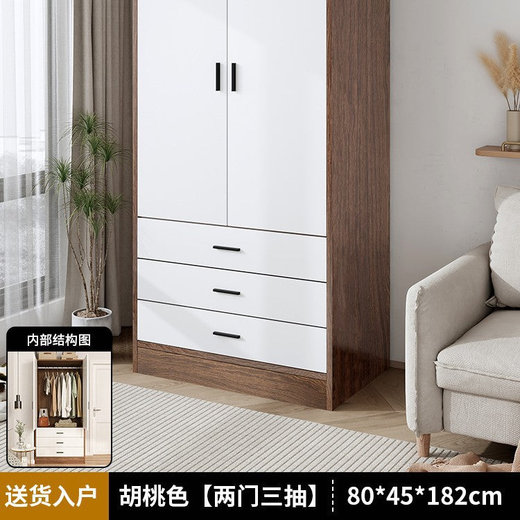 Wardrobe household bedroom small apartment simple wardrobe storage cabinet room wooden rental room economical hanging wardrobe