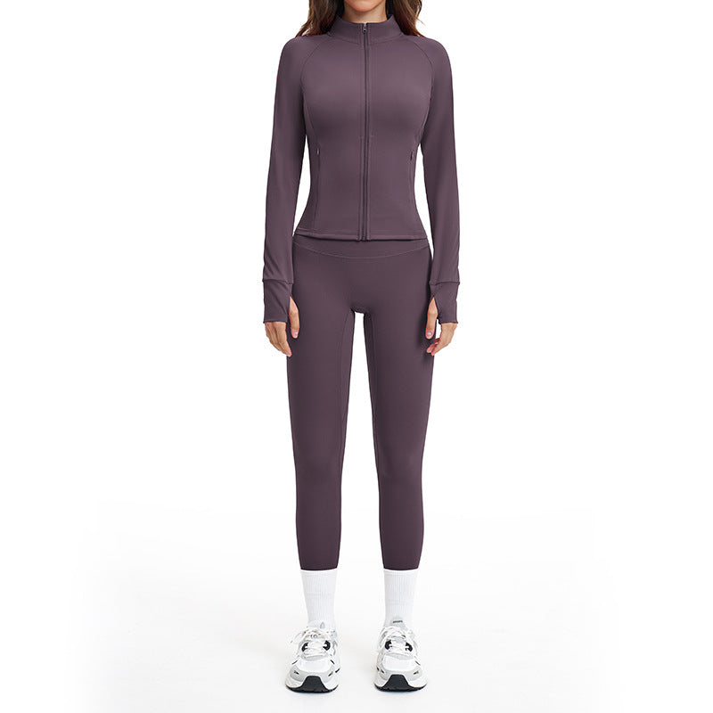 brushed new arrival yoga suit silmslimming look quick-drying fitness clothes outdoor running sports suit for women 4520