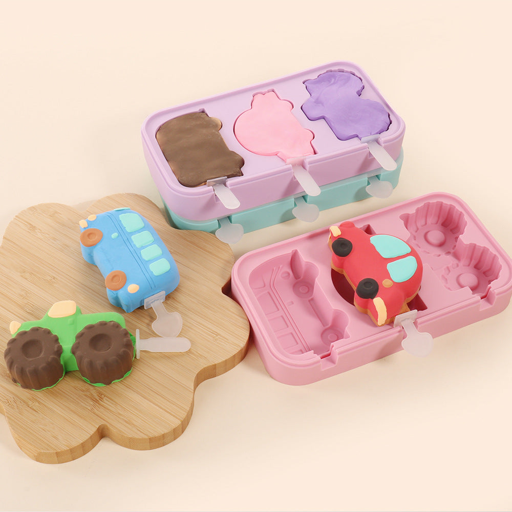 Dinosaur Car Ice Cream Silicone Mold Popsicle Chocolate Mold DIY Handmade, Ice Cream Mold