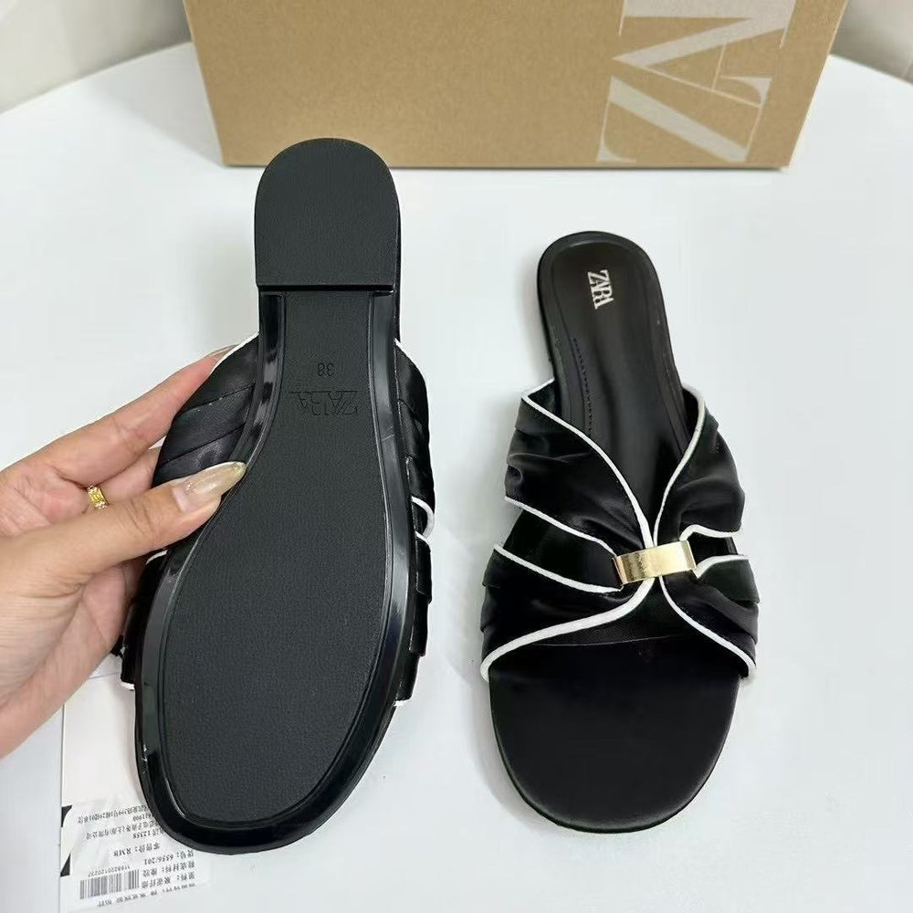Za summer new arrivals 2025: flat sandals with metal buckle strap - trending style
