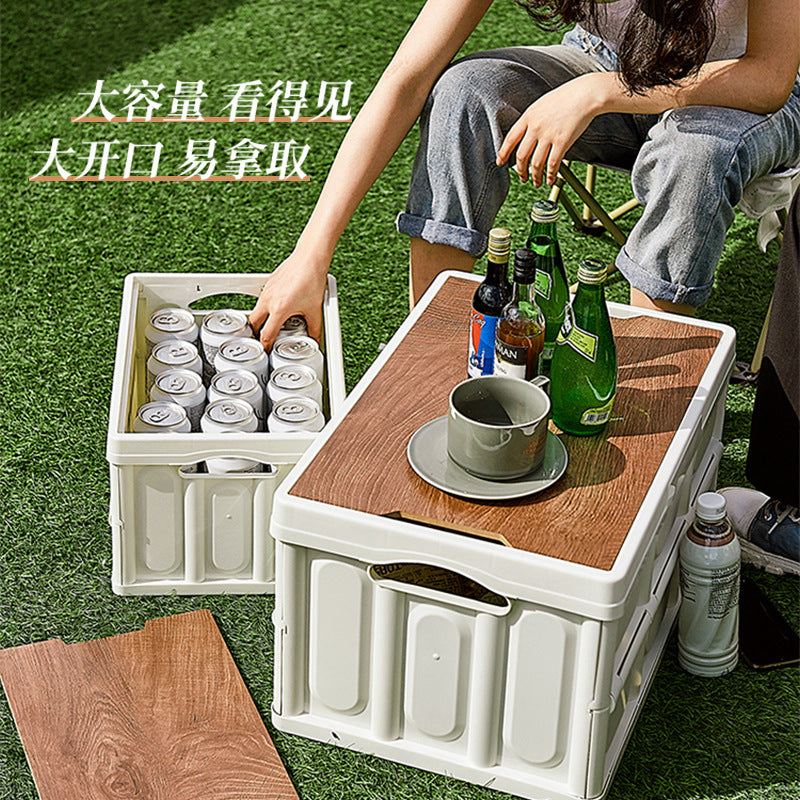 Foldable storage box plastic storage box clothes storage miscellaneous storage box car trunk wooden box with lid