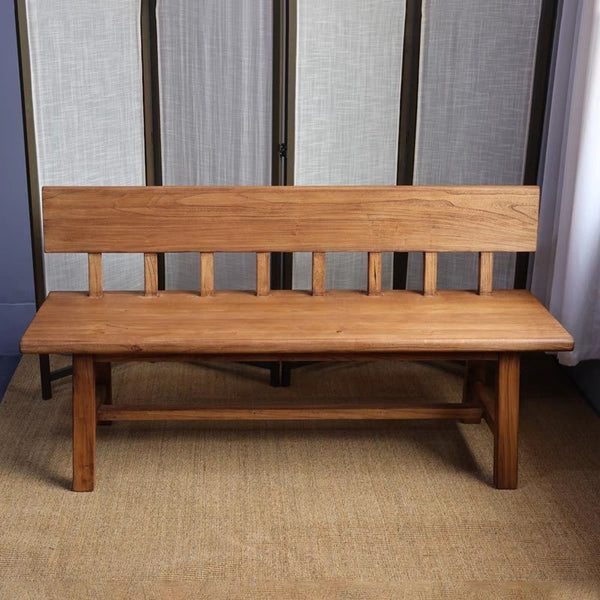 Old elm solid wood rectangular back chair full package court chair outdoor bench courtyard table chair chair cp
