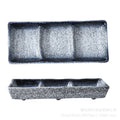 Japanese-style ceramic three-compartment dish - sauce, snack, and vegetable plate - rectangular sushi plate - restaurant-grade wholesale from manufacturer