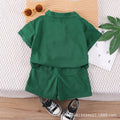 Boys' summer outfit: two-piece korean style polo shirt and shorts set - short sleeve activewear for kids