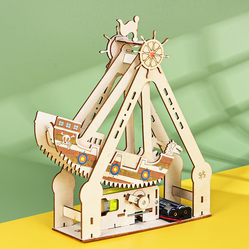 Pirate ship technology small production, primary and secondary school students science experiment, students handmade DIY fun invention steam teaching aids