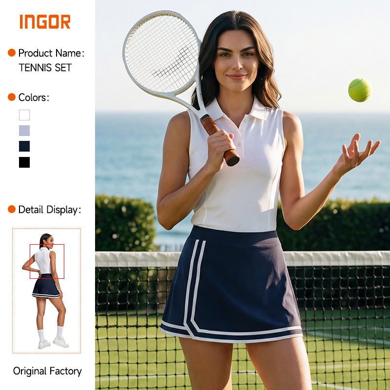 Sports tennis skirt fake two-piece quick-drying fashion tape golf skirt fitness running skirt tennis uniform summer thin style