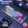 Leikui k87 wired keyboard - 87-key mechanical feel rainbow switch backlit keyboard with floating keycaps for gaming
