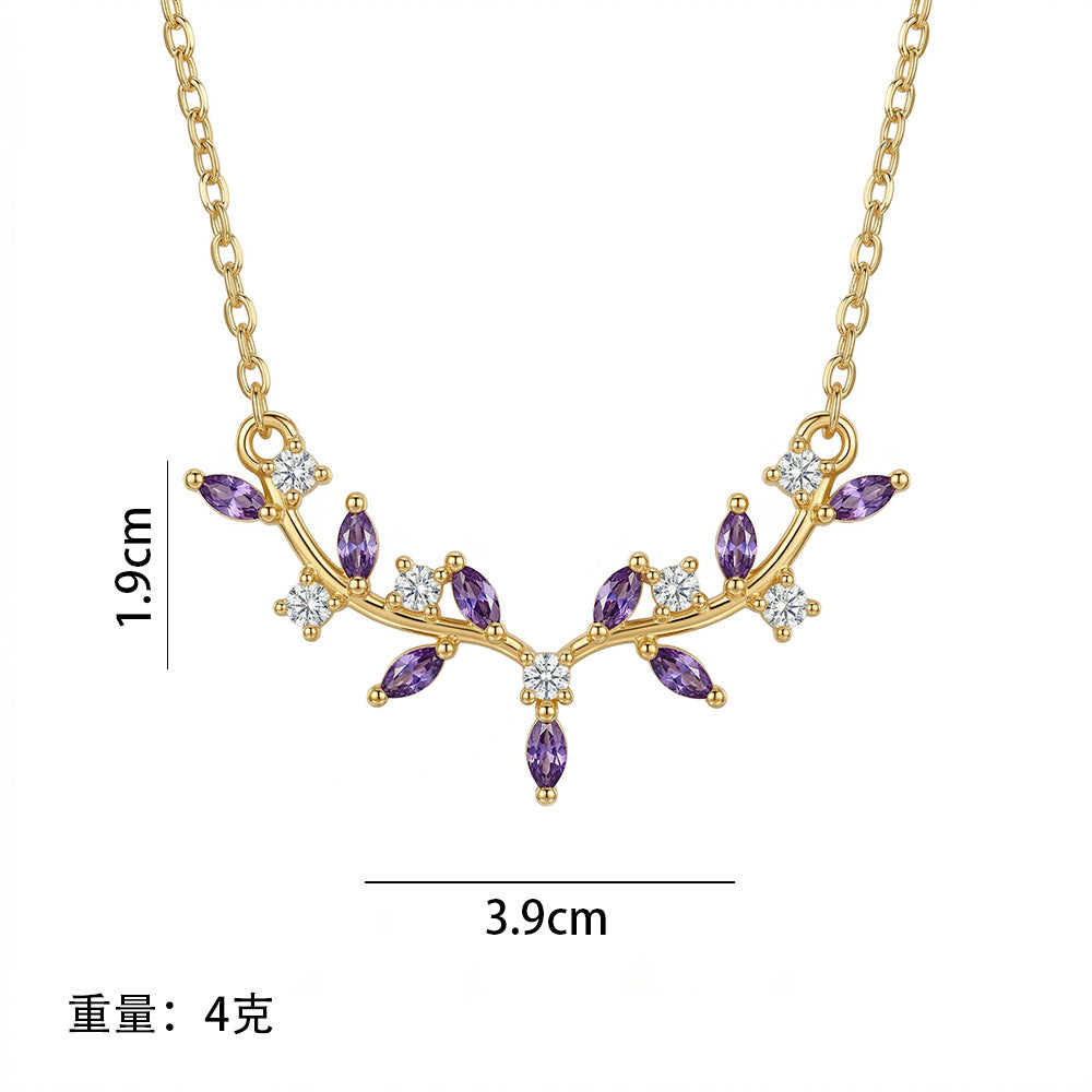popular fashion copper inlaid zirconium antler necklace for women accessible luxuryniche styleelegant exquisite non-fading clavicle chain jewelry
