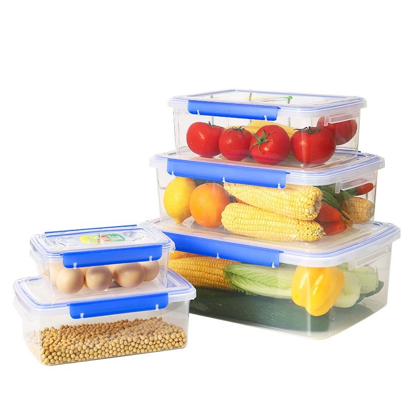 Free shipping commercial transparent refrigerator fresh-keeping box large-capacity sealed buckle lid box heat-resistant food storage box frozen belt lid