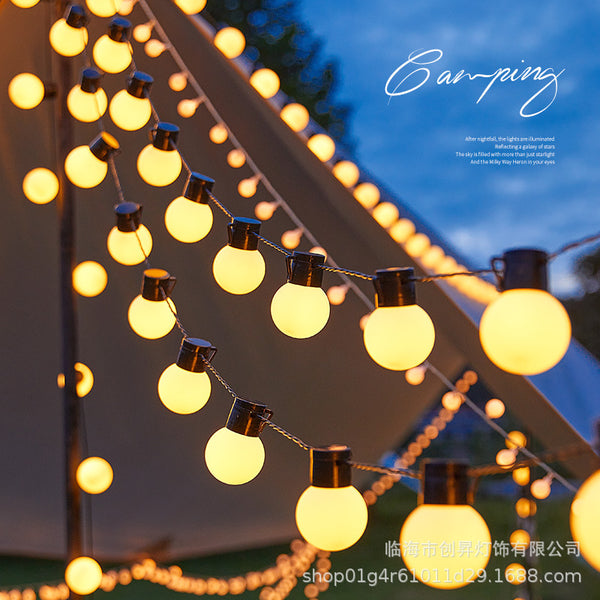 Outdoor camping ambient light big ball solar light string led string lights colorful lights sky night market stall decorative lights