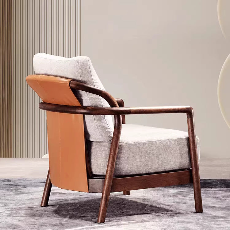 New chinoiserie solid wood sofa chair modern casual single sofa living room balcony casual chair hotel b&b reception chair