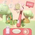 Semi-automatic 2-in-1 fan & bubble sunflower bubble wand [1 bottle of solution] - pink
