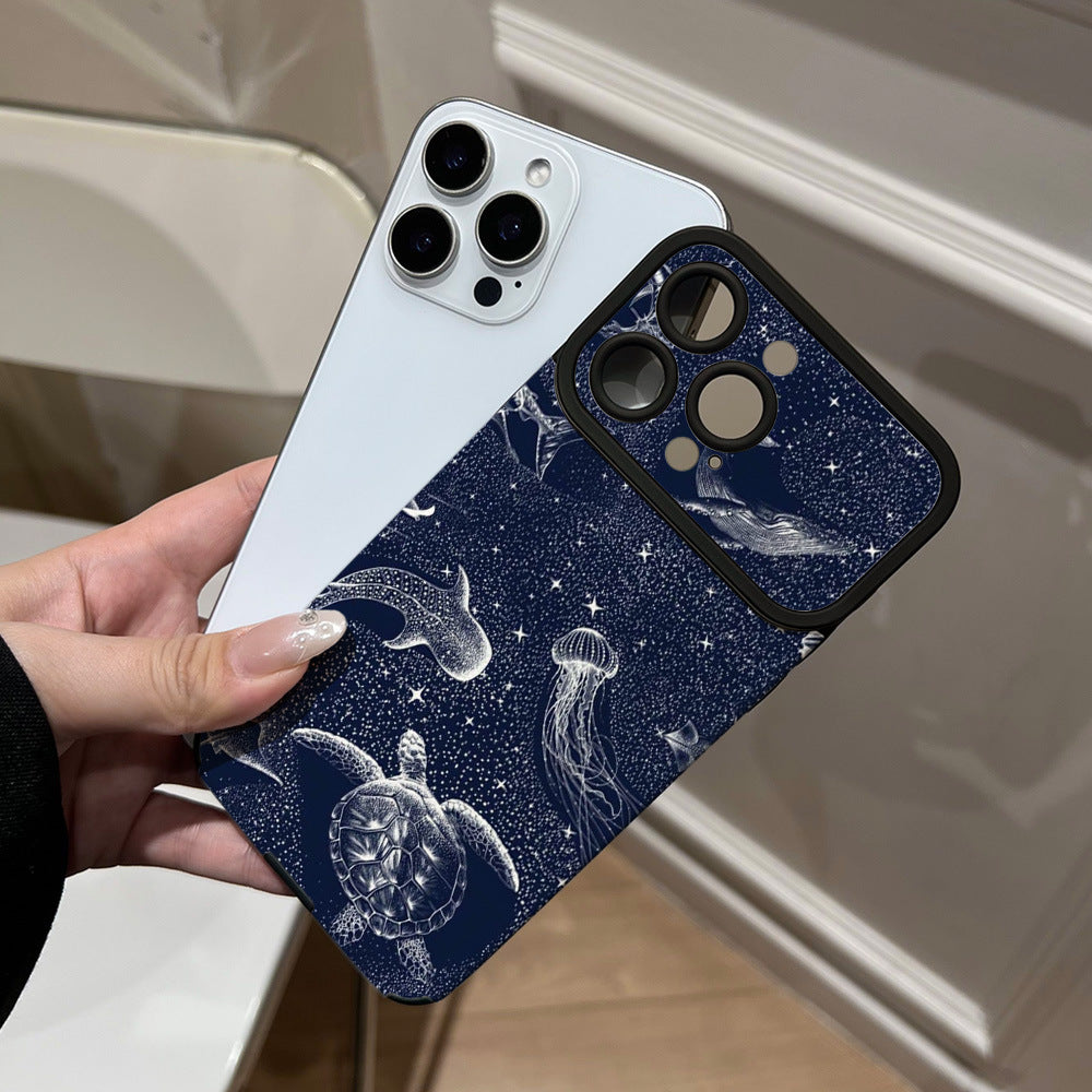 Deep blue starry ocean soft case for apple iphone 17, iphone 16 whale jellyfish turtle wholesale 15