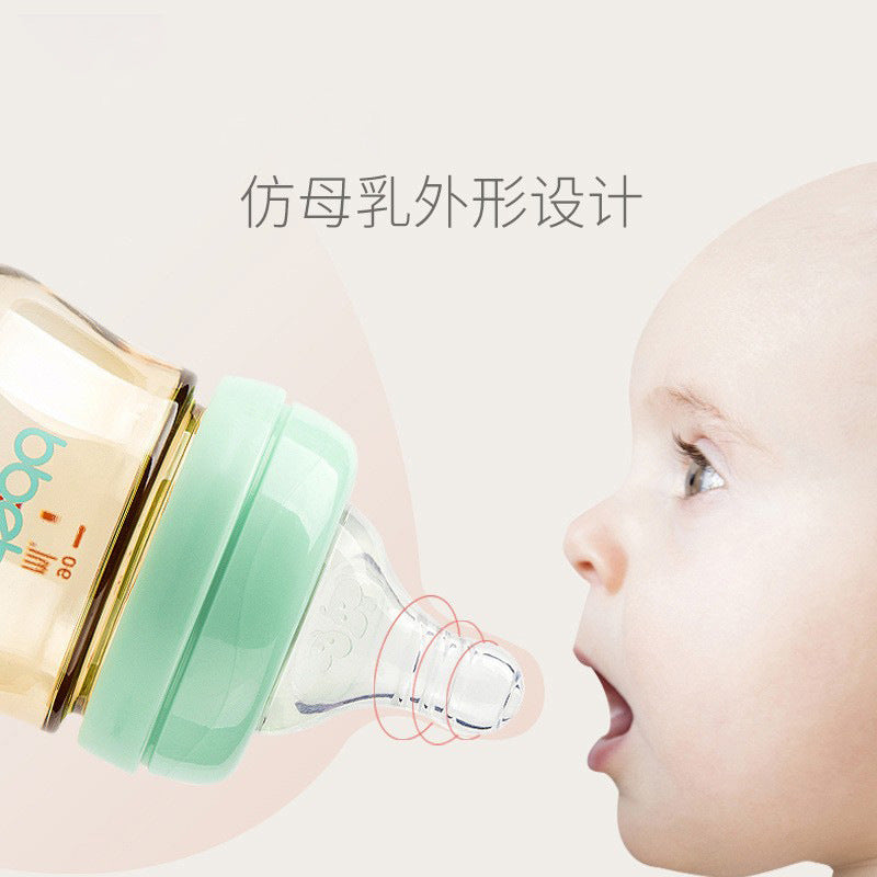 Newborn baby bottle, suitable for older babies to drink lying down. made with ppsu, wide-neck design, shatter-resistant, anti-colic, and perfect for weaning