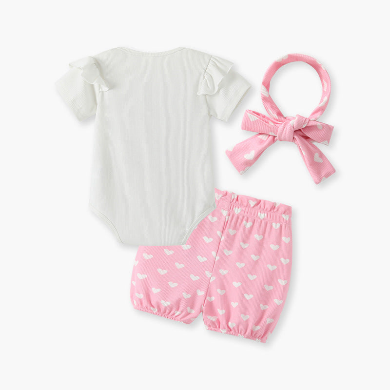 Girls'  new collection: baby & toddler princess style top and floral korean-style summer shorts two-piece set