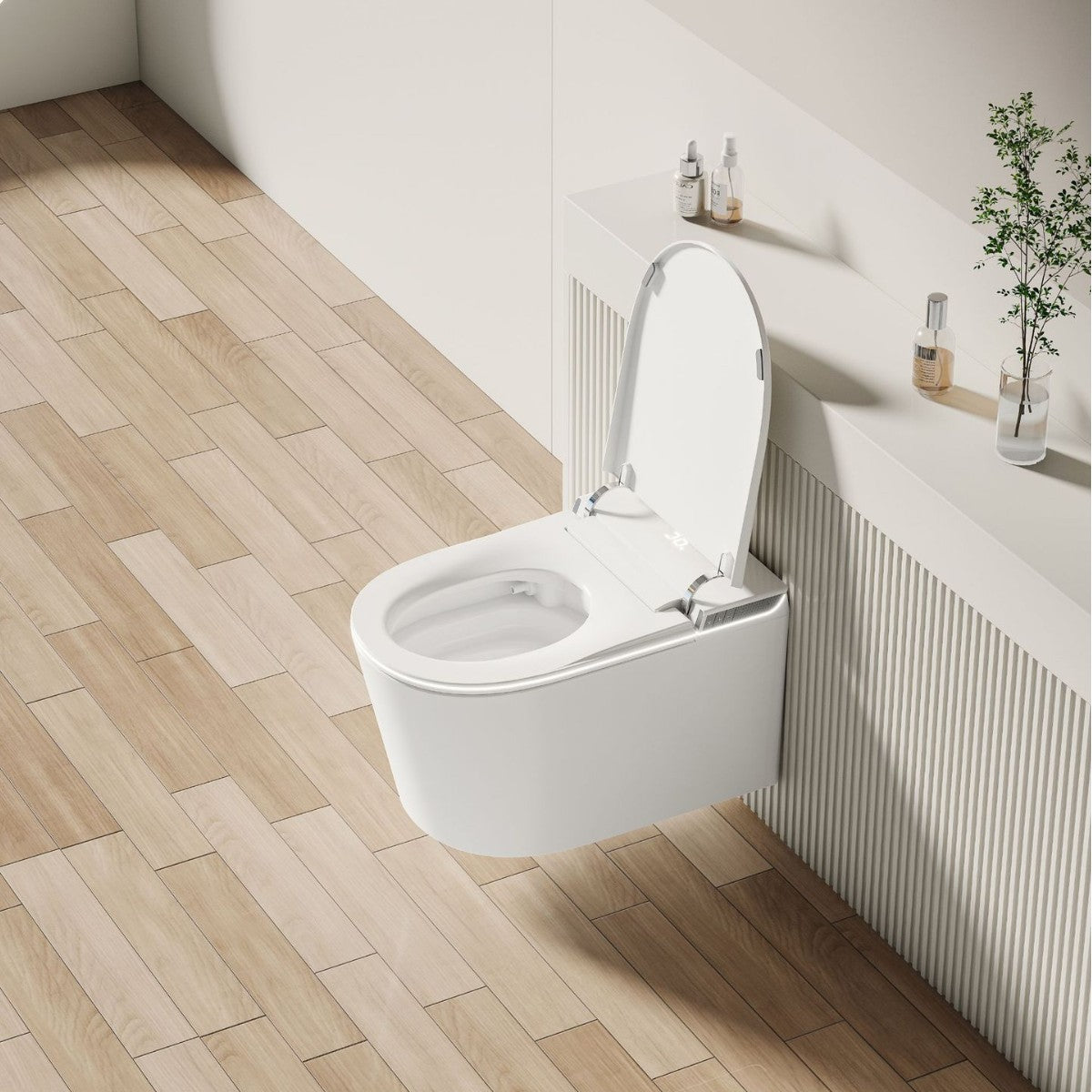 Smart home toilet integrated automatic flip flush toilet no water pressure limit foam shield built-in fragrance