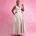 European and american cross-border women's fashion:  summer new arrival - elegant v-neck bow a-line high-waisted maxi dress