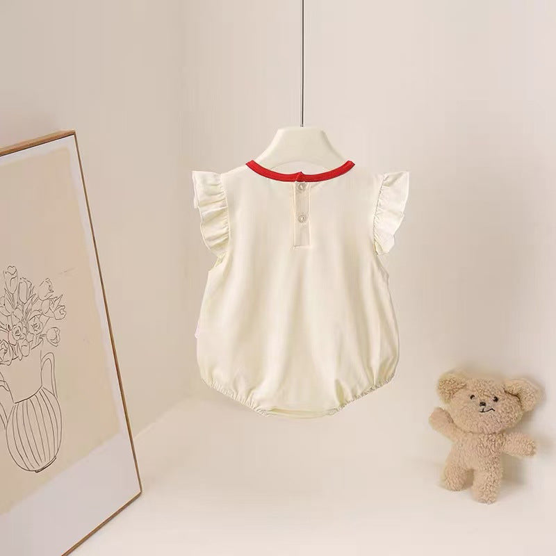 Summernew arrival jumpsuit, fashionable baby clothes, flying sleeves, butt-covering clothes, baby summer clothes, thin khaki rompers, one-piece