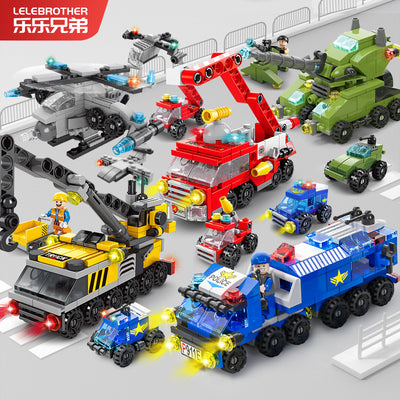 Compatible with lego 6-in-1 city police boys military kindergarten small particle educational building blocks toy wholesale