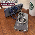 Suitable for apple 17promax light luxury rhinestone electroplated mobile phone case 15 glitter magnetic holder apple 16 protective cover