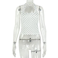 European and american style ins cross-border women's backless silm chest-wrapped summer t-shirt one-line collar halter neck sleeveless polka dot short tops