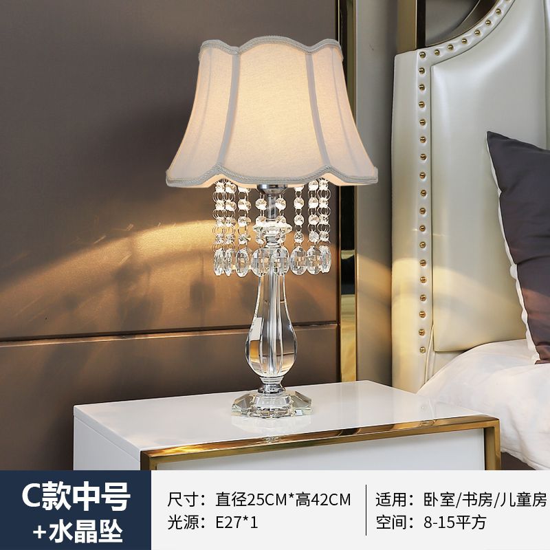 Modern fashion crystal table lamp bedroom bedside lighting living room light luxury warm romantic wedding american style dimmable remote control