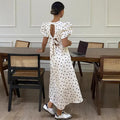 French polka dot dress women's summer  new arrival draped niche design puff sleeve elegant slimming long dress
