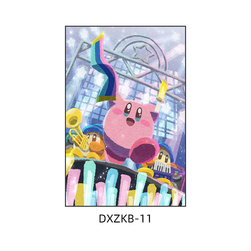 Star Kirby decorative painting pink girl bedroom children's room hanging painting cartoon animation cute princess bedside mural