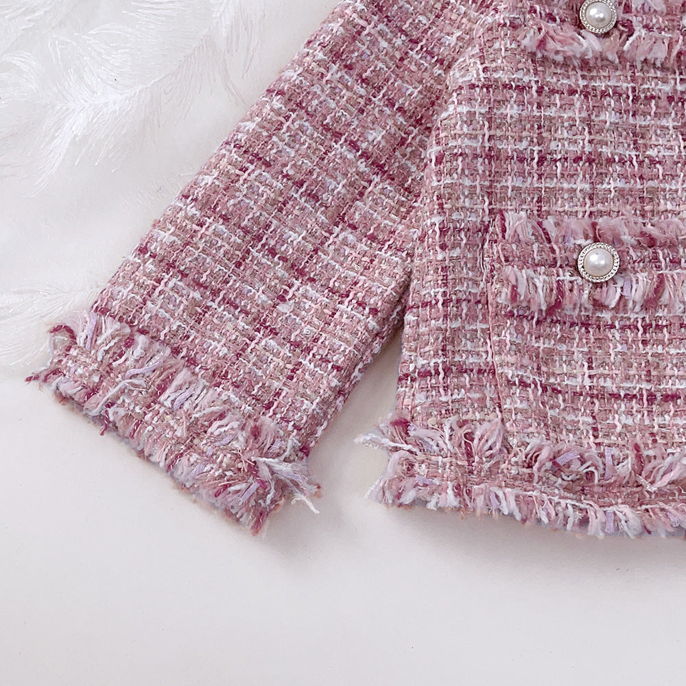 Girls' chic blouse - spring/autumn collection - korean style pink trendy light luxury baby cardigan