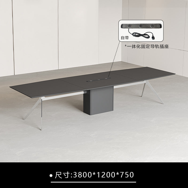 Conference table - minimalist modern office desk, conference room table and chair set, office furniture, large rectangular negotiation and training table