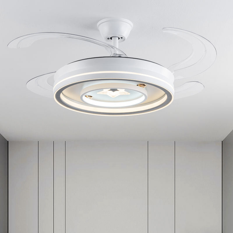 High-end remote control smart fan light restaurant ceiling fan living room bedroom silent light luxury chandelier  new fan light