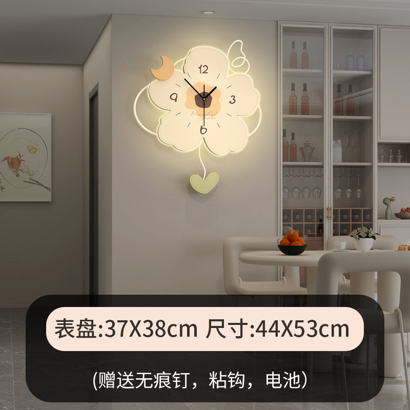 Clock wall clock living room Internet celebrity home lighting decoration home fashion creative clock wall cream wind advanced sense