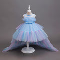 European and american style cross-border formal dresses for special occasions, runway fashion, girls' princess dresses, rainbow gradient mesh train