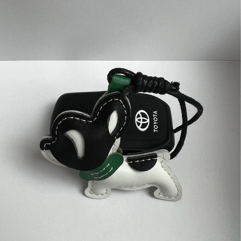 Crazy ins puppy pendant cartoon rocking dog leather pendant handmade goatskin bag pendant car keychain
