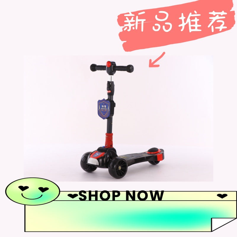 New children's meter high scooter foldable scooter stacking lifting meter high car big wheel flash children's skateboard folding
