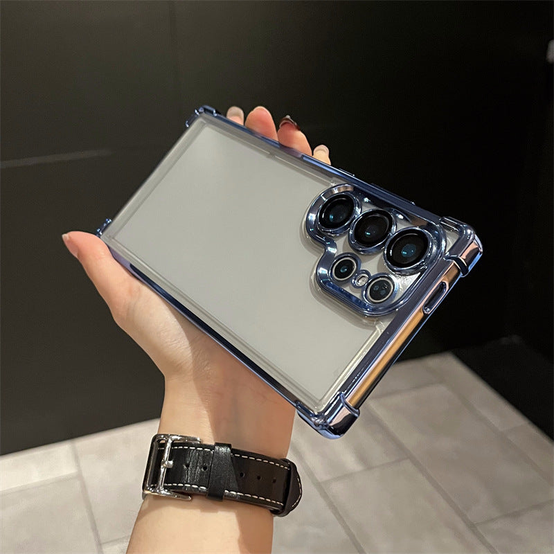 Suitable for samsung s26ultra mobile phone case a56 with lens film electroplated four-corner airbag all-inclusive anti-fall tpu soft shell