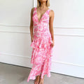 summer new arrivals: women's fashion - cross-border european & american style - elegant & chic printed, cinched-waist, backless dress