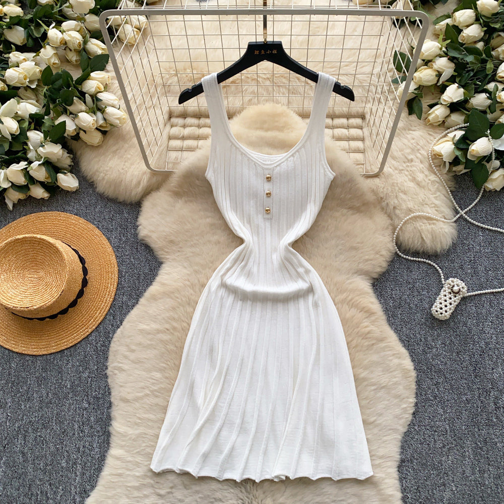 K-style yellow knitting pure lust style hot girl dress female petites suspender waist slimming look a-line skirtelegant