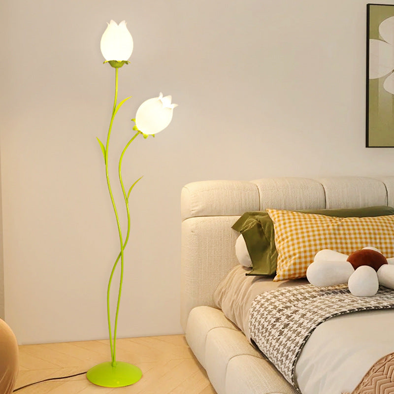 Creamy magnolia creative floor lamp - perfect for living room, sofa side, bedroom bedside, and floral ambiance decoration
