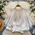 French gentle style pink stand collar waist cardigan women's summer k-style short sleeve elegant work clothingloosetops