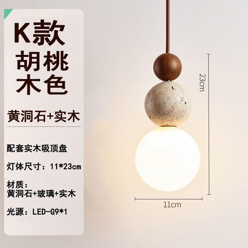 Vintage dining room light Bedroom bedside chandelier Cream wind wabi-sabi wind Bar light Yellow cave stone small decoration minimalist