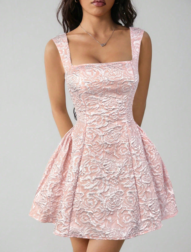 new sweet jacquard chic short dress - vintage sexy slim-fit mini dress