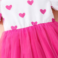 Kids' heart print short-sleeve mesh dress