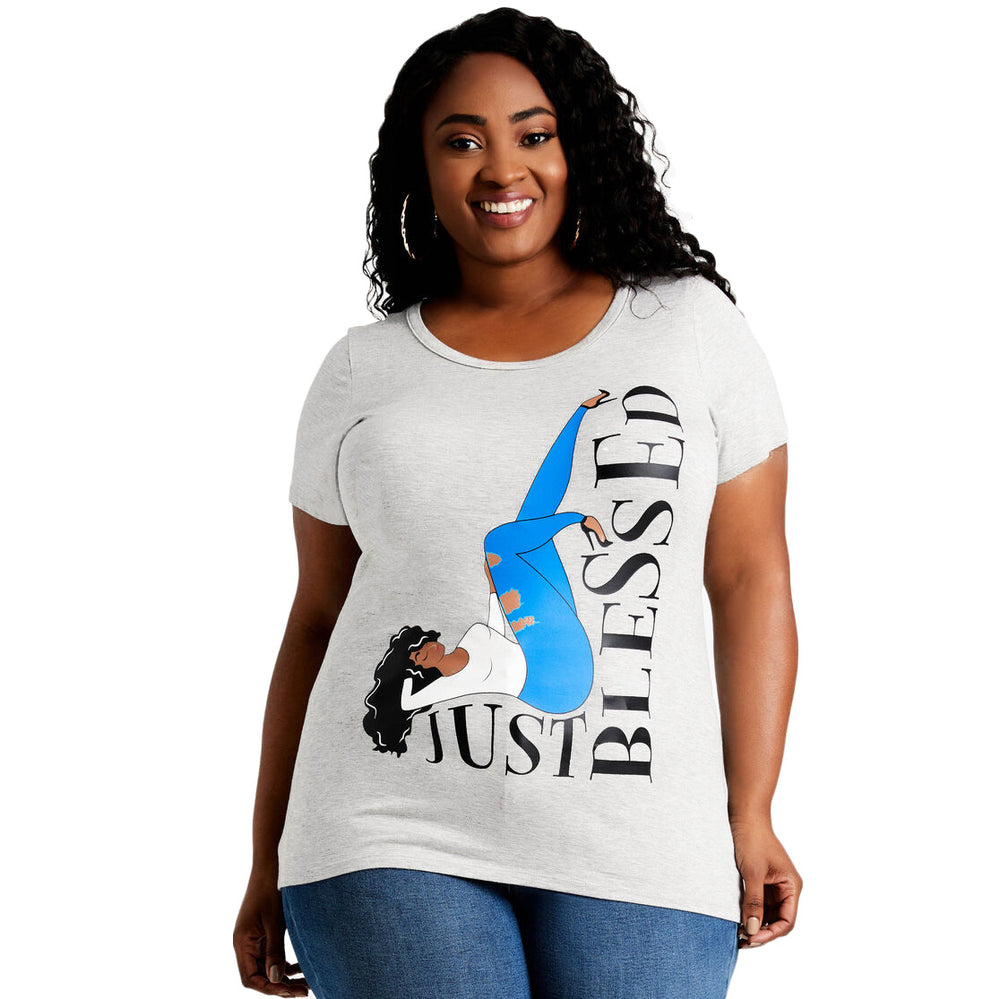 S390160 european and american  cross-border e-commerce plus size women's short-sleeve portrait letter print casual t-shirt summer