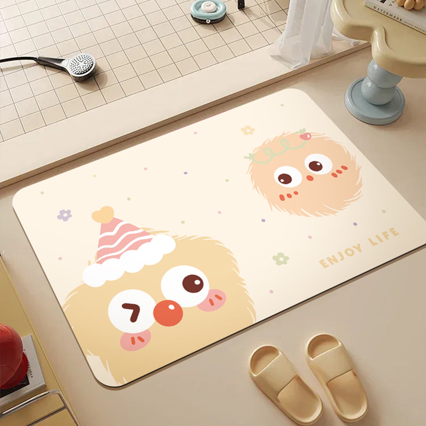 Soft diatom mud toilet floor mat bathroom absorbent non-slip mat cartoon toilet door mat toilet bathroom bathroom bathroom